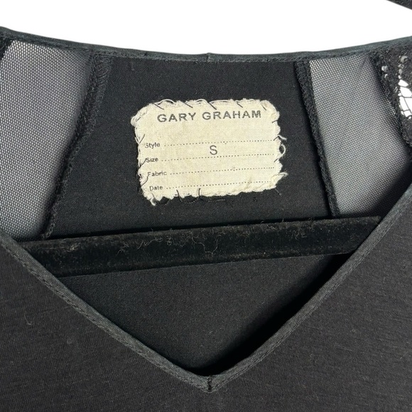 Gary Graham Designer Quiet Luxury Short Sleeve Lace Jersey Mesh Blouse Small - Picture 4 of 14